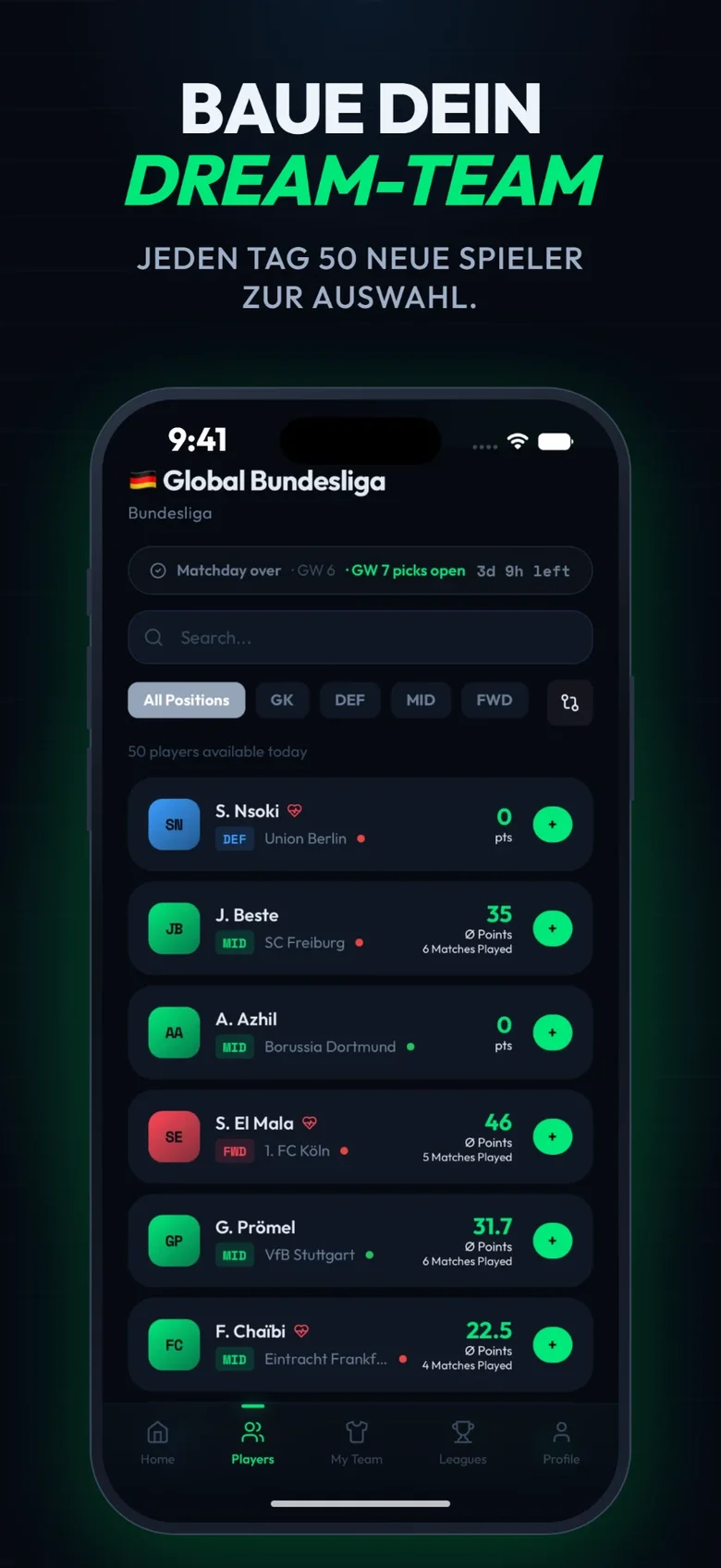 Pick11 Screenshot 4: Baue dein Dream-Team